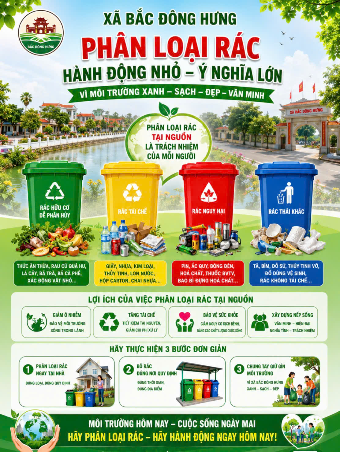 Bài tuyên truyền tác hại của ô nhiễm môi trường do rác thải gây ra và lợi ích của phân loại rác.