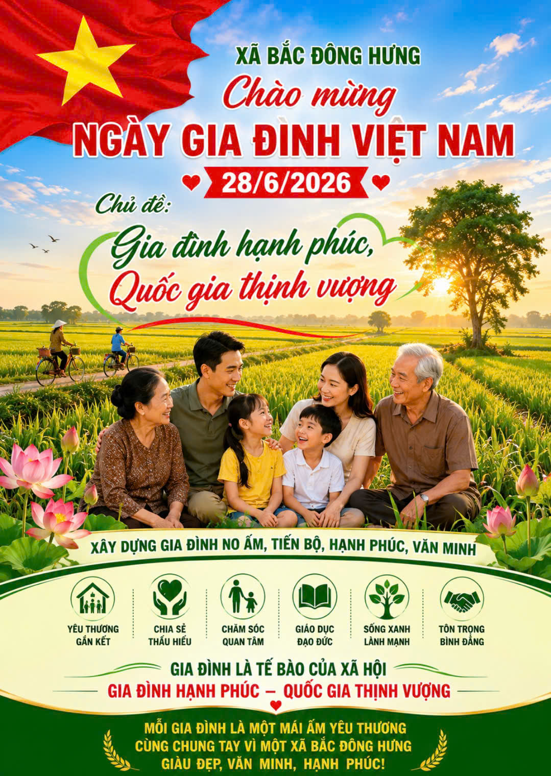 Bài tuyên truyền kỷ niệm ngày gia đình Việt Nam 28 tháng 6 năm 2026, Chủ đề: “Gia đình hạnh phúc, quốc gia thịnh vượng”