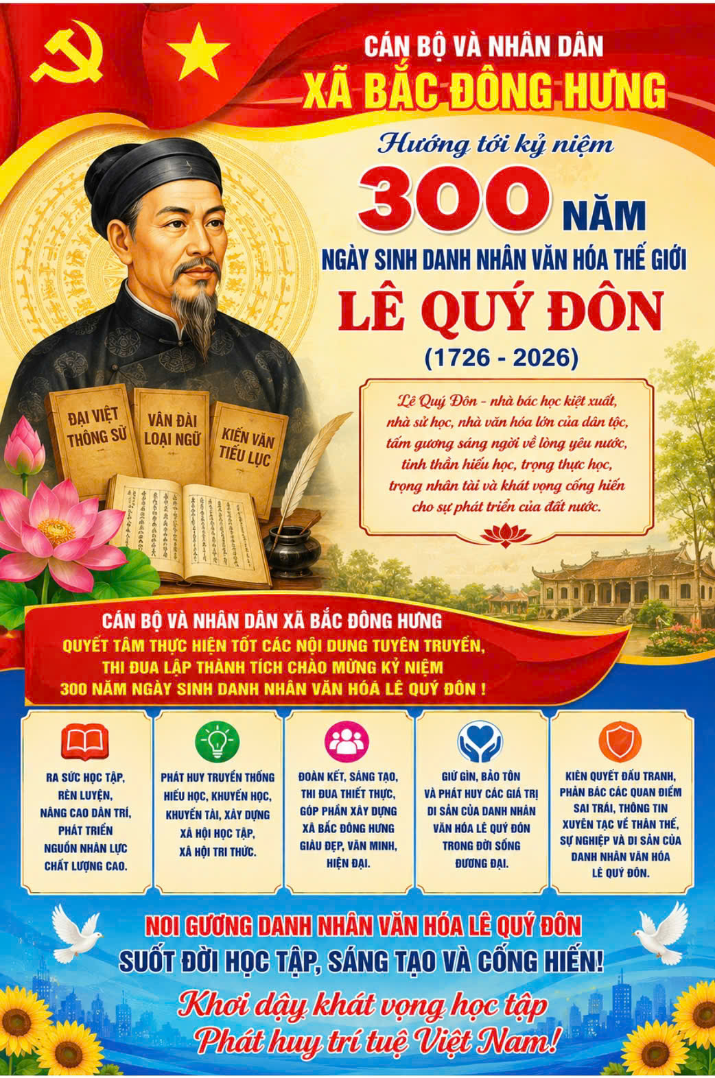 Bài tuyên truyền kỷ niệm 300 năm ngày sinh Danh nhân Văn hóa Lê Quý Đôn (1726-2026)
