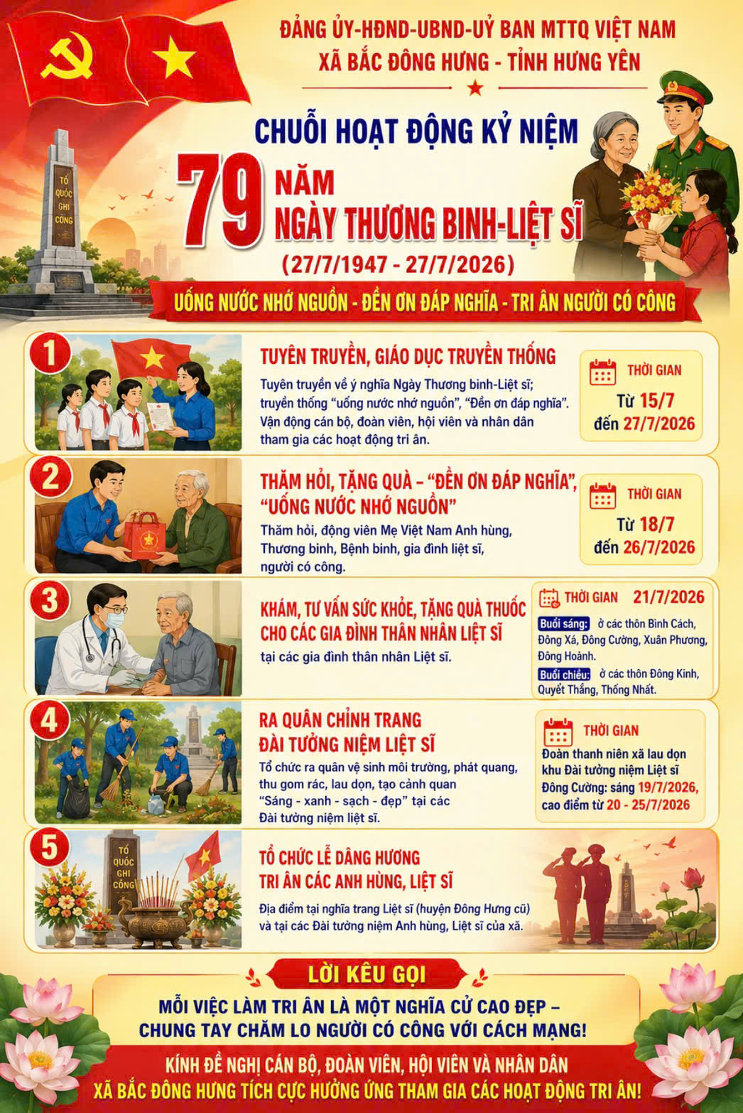 Bài tuyên truyền kỷ niệm 79 năm ngày Thương binh Liệt sĩ (27/7/1947 – 27/7/2026)