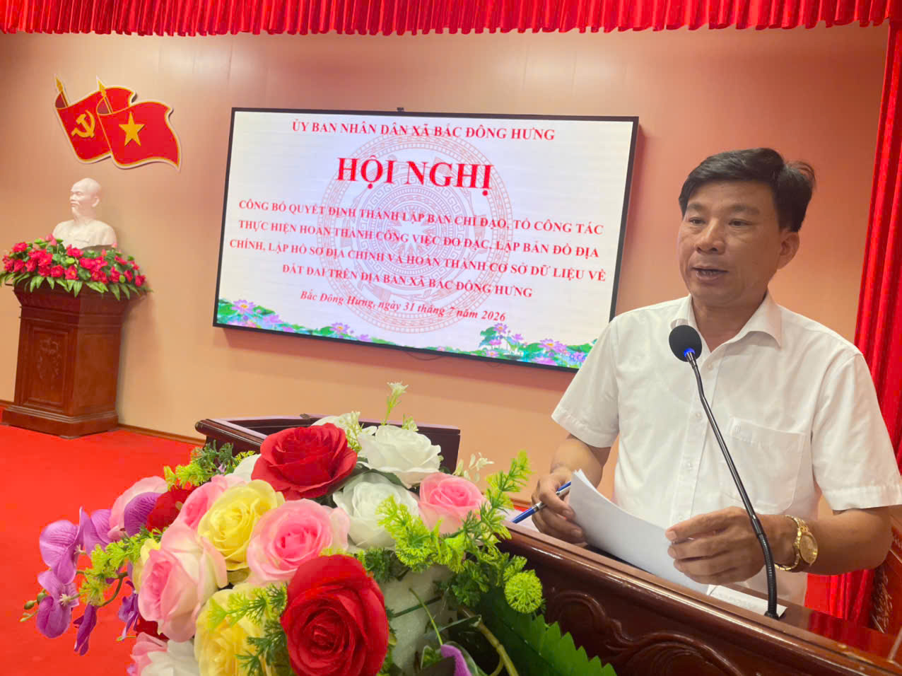 Xã Bắc Đông Hưng triển khai thực hiện công tác đo đạc, lập bản đồ địa chính, lập hồ sơ địa chính và xây dựng cơ sở dữ liệu đất đai