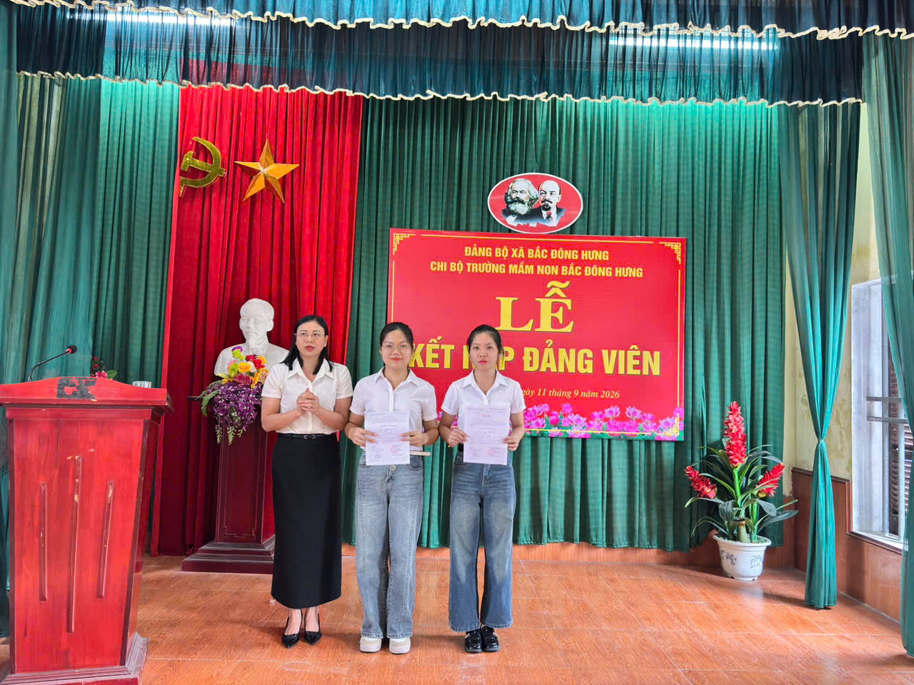 Trường Mầm non xã Bắc Đông Hưng tổ chức Lễ  kết nạp Đảng viên mới.