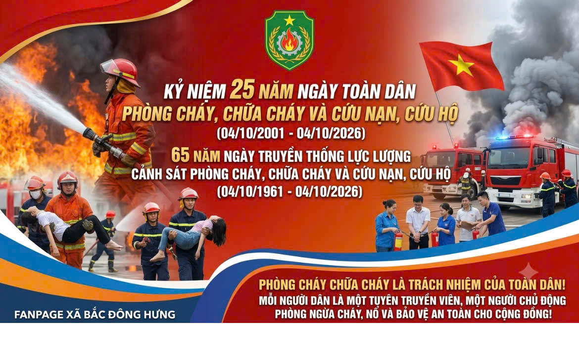 BÀI TUYÊN TRUYỀN Kỷ niệm 25 năm ngày toàn dân Phòng cháy, chữa cháy và cứu nạn, cứu hộ (04/10/2001 – 04/10/2026); 65 năm ngày truyền thống lực lượng cảnh sát Phòng cháy chữa cháy và cứu nạn, cứu hộ (04/101961-04/10/2026)