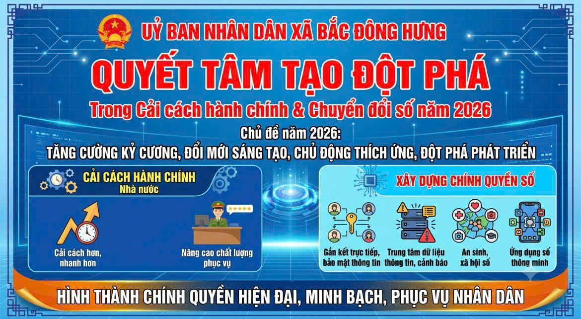 Xã Bắc Đông Hưng: Quyết tâm tạo đột phá trong Cải cách hành chính và Chuyển đổi số năm 2026