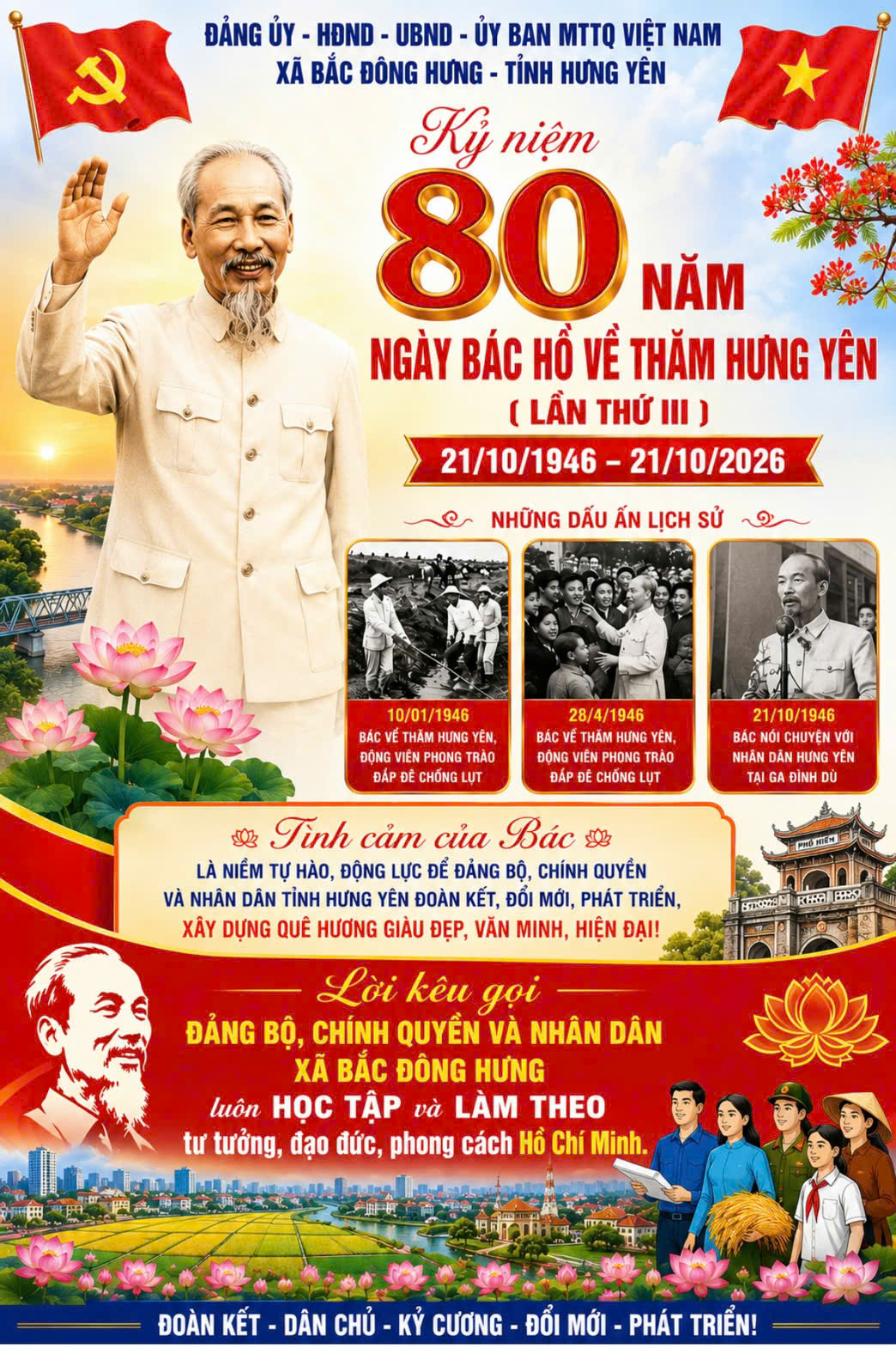 Bài tuyên truyền Kỷ niệm 80 năm Ngày Bác Hồ về thăm Hưng Yên lần thứ III (21/10/1946 - 21/10/2026)