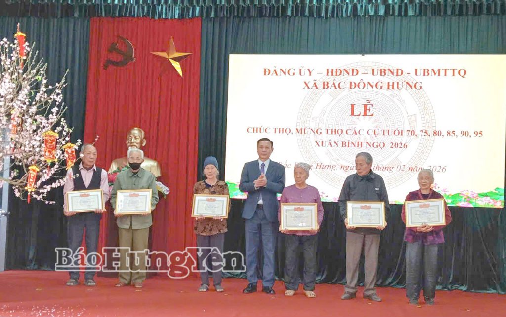 Xã Bắc Đông Hưng: Tổ chức lễ chúc thọ, mừng thọ cho 505 người cao tuổi dịp xuân Bính Ngọ