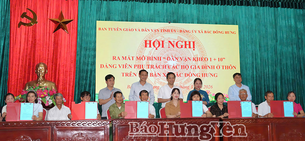 Ban thường vụ Đảng uỷ ra mắt mô hình “Dân vận khéo 1+10” ở các thôn.