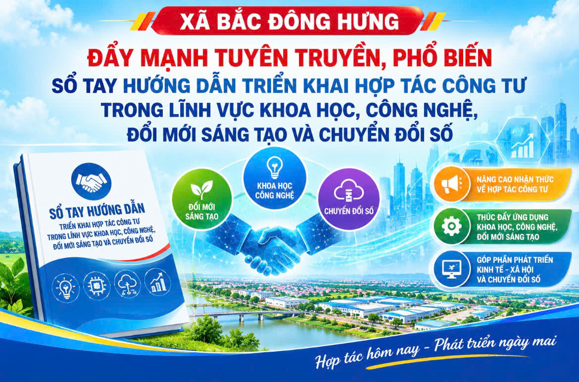 BẮC ĐÔNG HƯNG ĐẨY MẠNH TUYÊN TRUYỀN, PHỔ BIẾN SỔ TAY HƯỚNG DẪN TRIỂN KHAI HỢP TÁC CÔNG TƯ TRONG LĨNH VỰC KHOA HỌC, CÔNG NGHỆ, ĐỔI MỚI SÁNG TẠO VÀ CHUYỂN ĐỔI SỐ